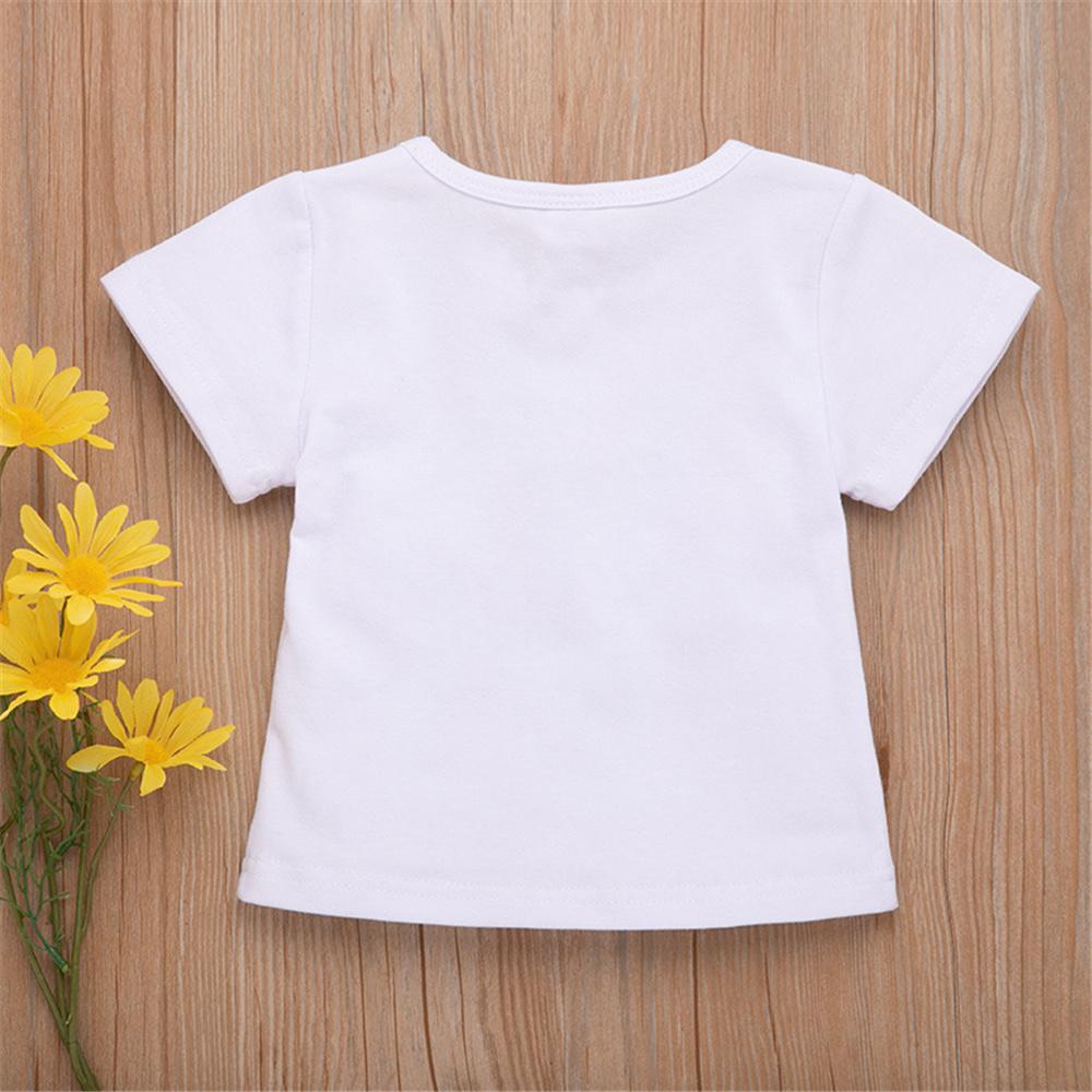 Girls Short Sleeve Flower Letter Printed T-shirt & Fur Ball Skirt Wholesale Little Girls Clothes