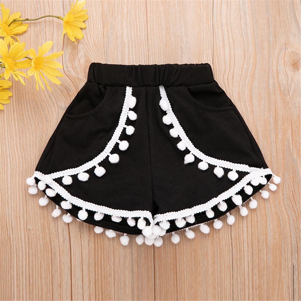 Girls Short Sleeve Flower Letter Printed T-shirt & Fur Ball Skirt Wholesale Little Girls Clothes