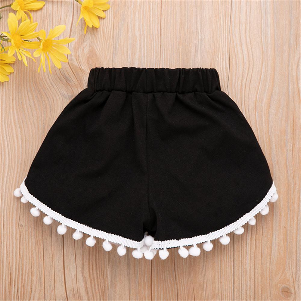 Girls Short Sleeve Flower Letter Printed T-shirt & Fur Ball Skirt Wholesale Little Girls Clothes