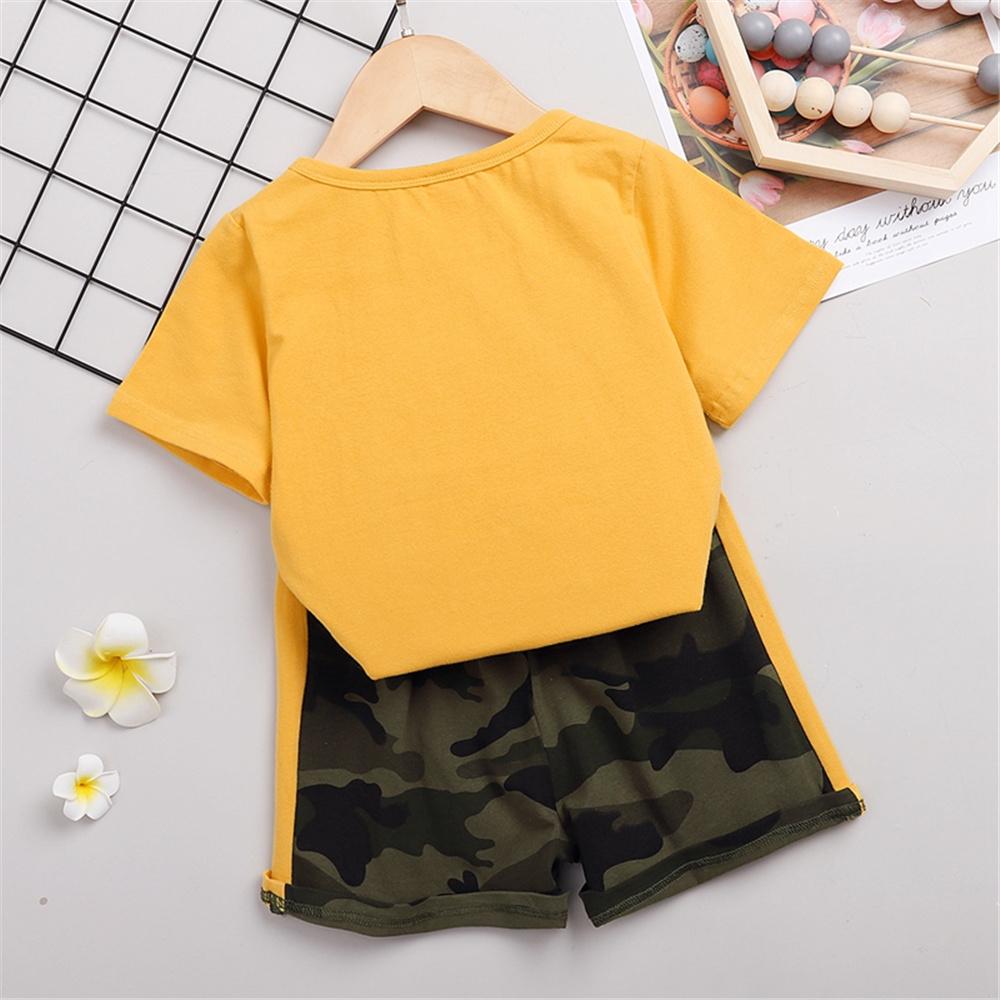 Girls Short Sleeve Flower Printed T-shirt & Camouflage Shorts trendy kids wholesale clothing