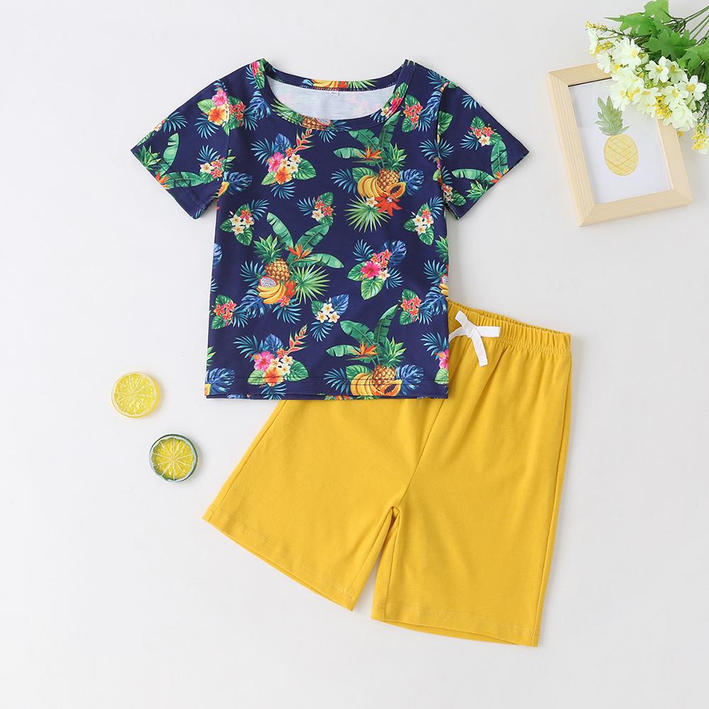 Unisex Short Sleeve Fruit Printed Top & Shorts Kids Wholesale Clothing