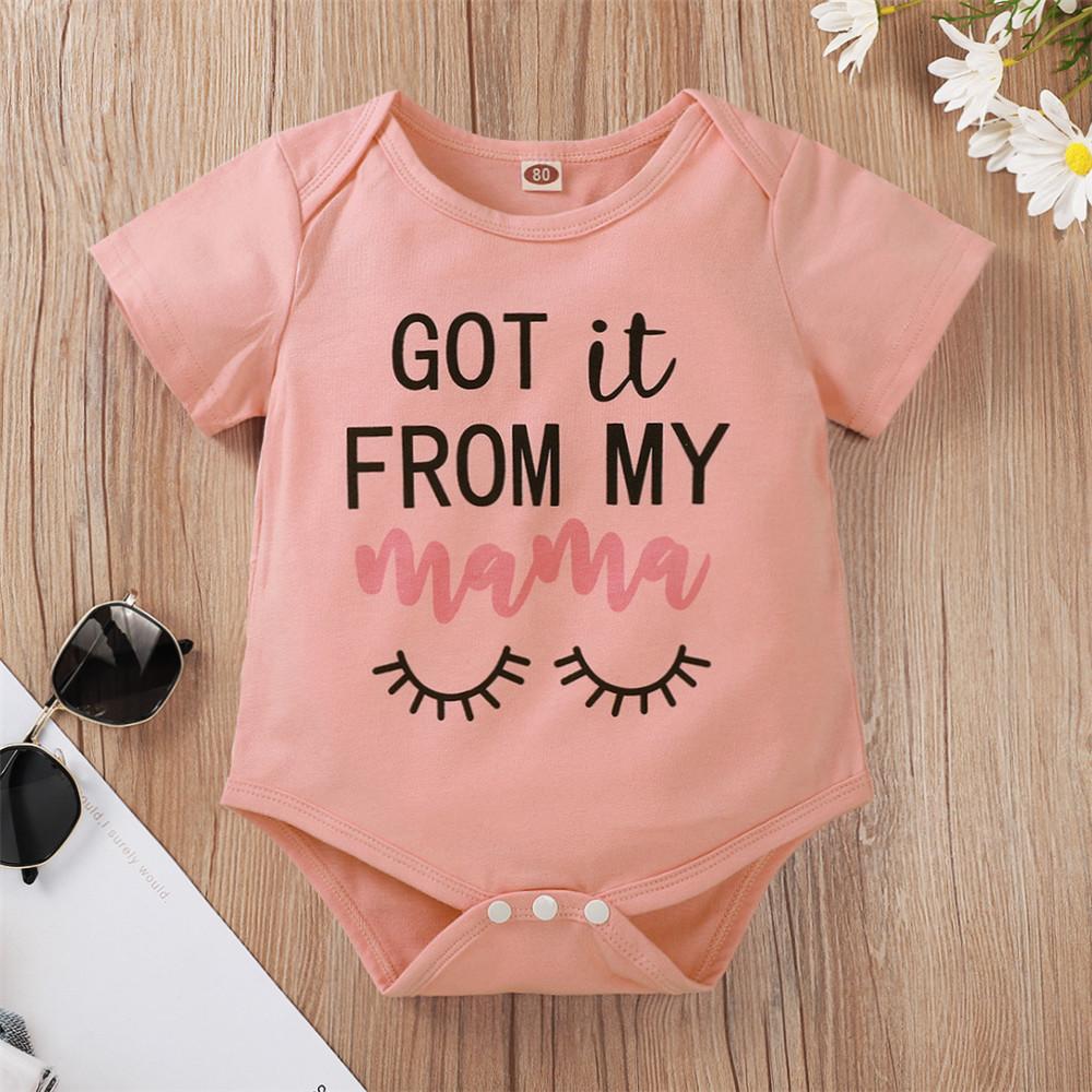 Baby Girls Short Sleeve Got It From My Mama Letter Printed Romper baby clothes vendors