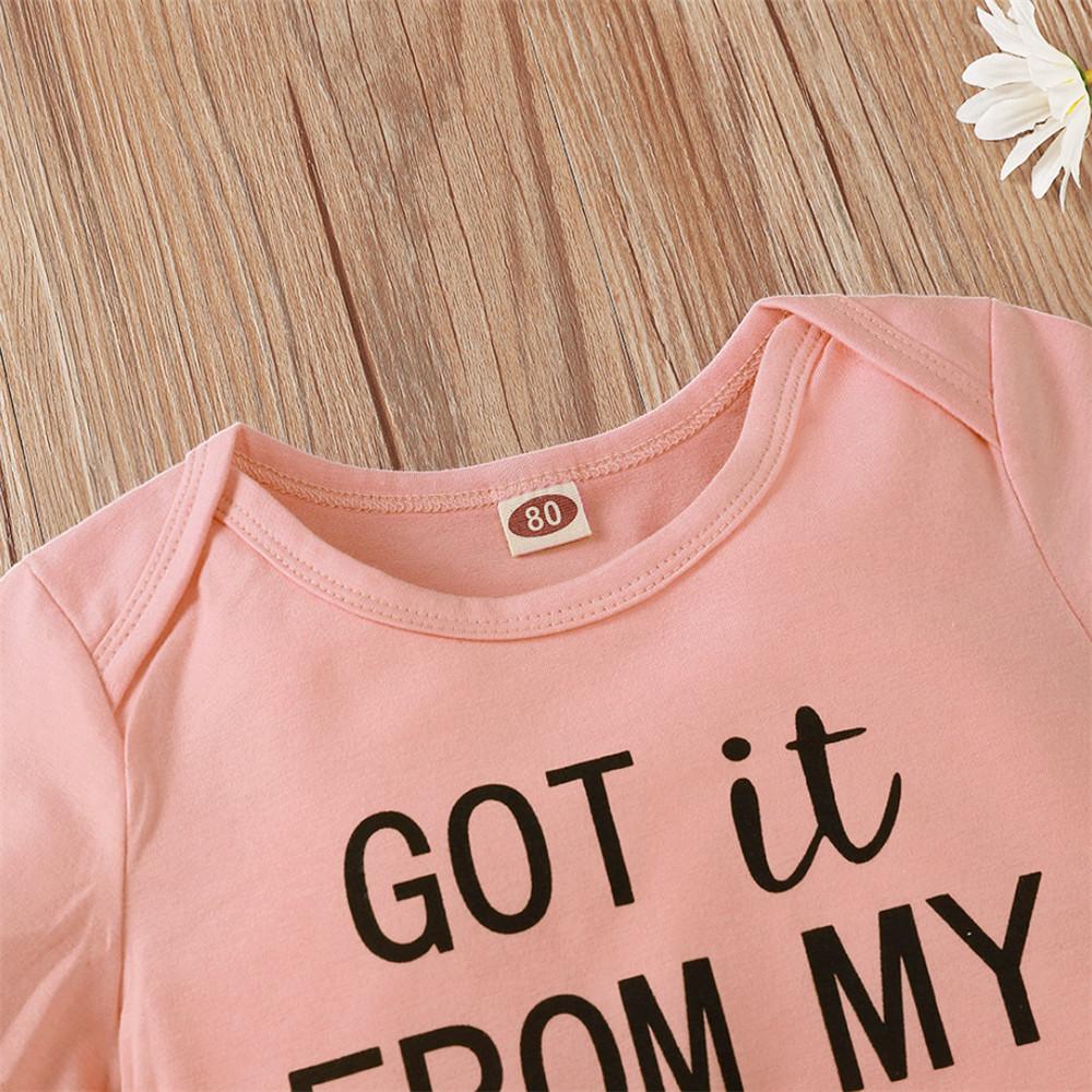 Baby Girls Short Sleeve Got It From My Mama Letter Printed Romper baby clothes vendors