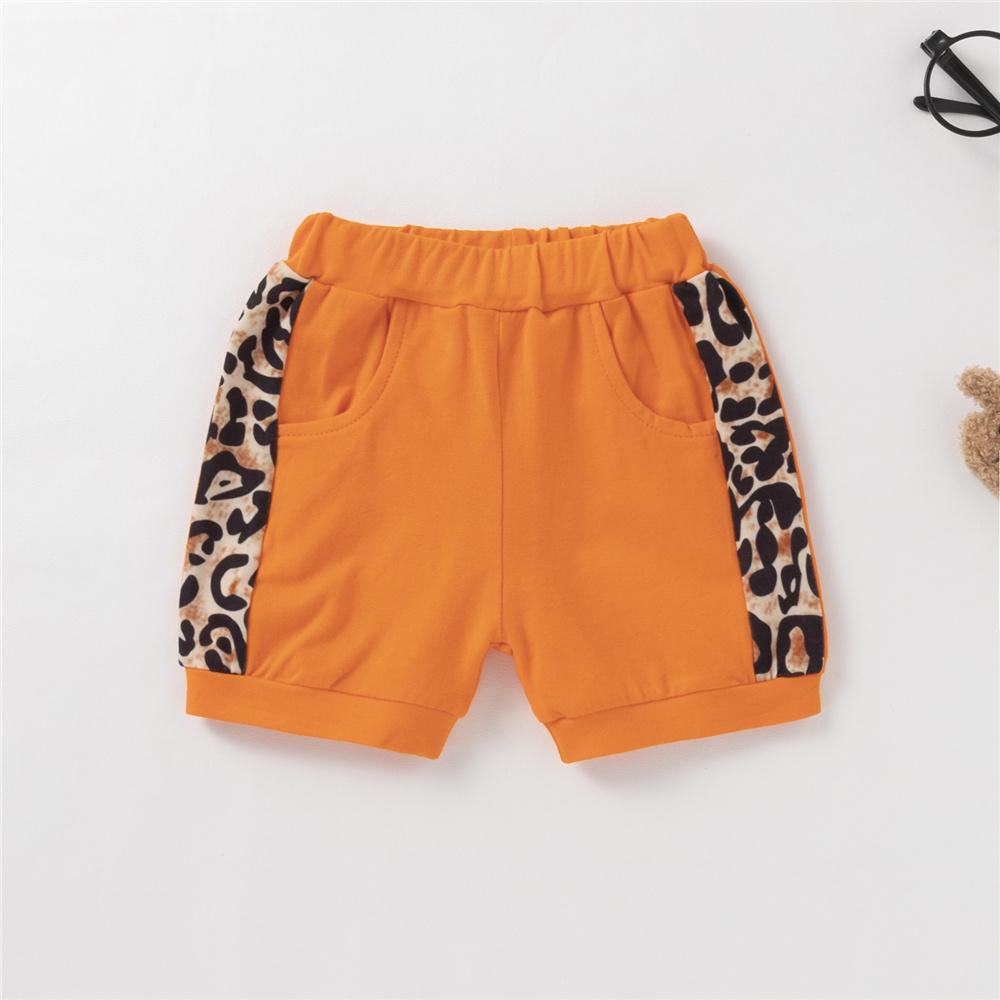 Girls Short Sleeve Hooded Leopard Top & Shorts kids wholesale clothing