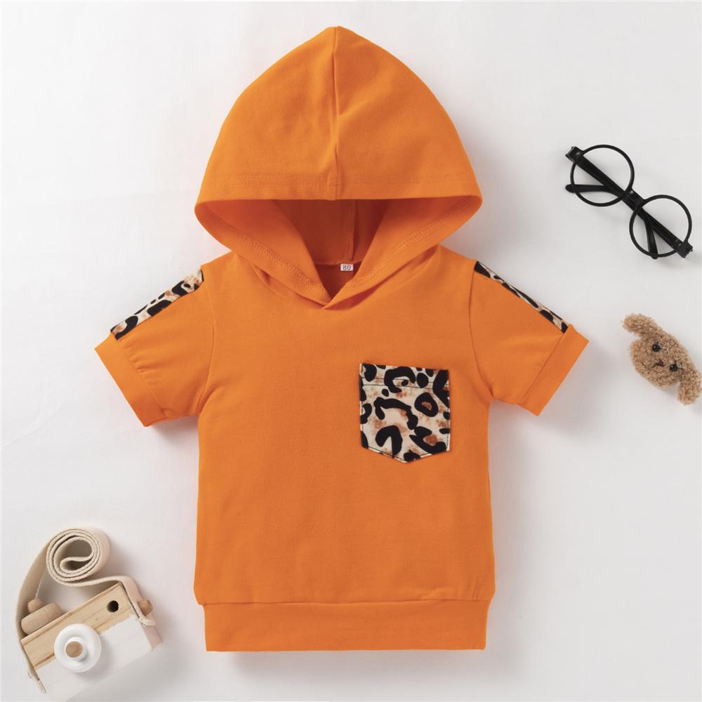 Girls Short Sleeve Hooded Leopard Top & Shorts kids wholesale clothing