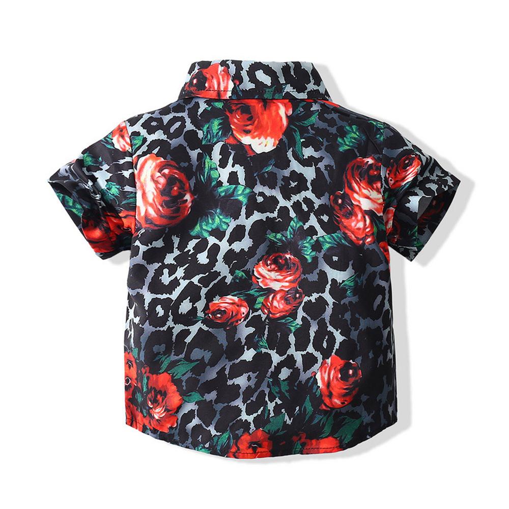 Boys Short Sleeve Leopard Floral Printed Top & Shorts Kids Clothing Vendors
