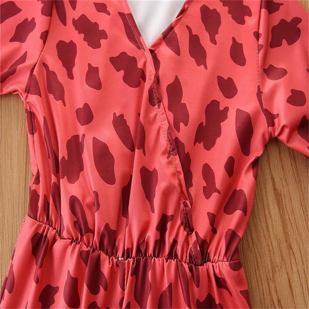 Girls Short Sleeve Leopard Printed Jumpsuit wholesale girls clothes