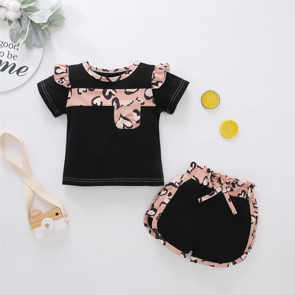 Girls Short Sleeve Leopard Printed Top & Shorts Wholesale Girls