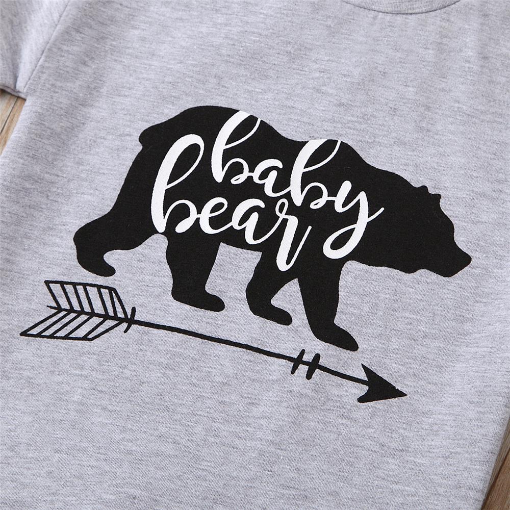 Boys Short Sleeve Letter Bear Printed Top & Shorts Wholesale Boys Clothes