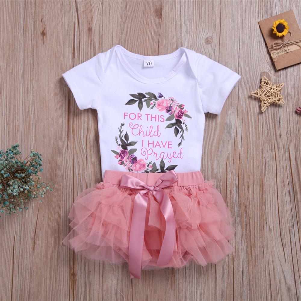 Baby Girls Short Sleeve Letter Floral Printed Romper & Tulle Shorts cheap baby girl clothes boutique