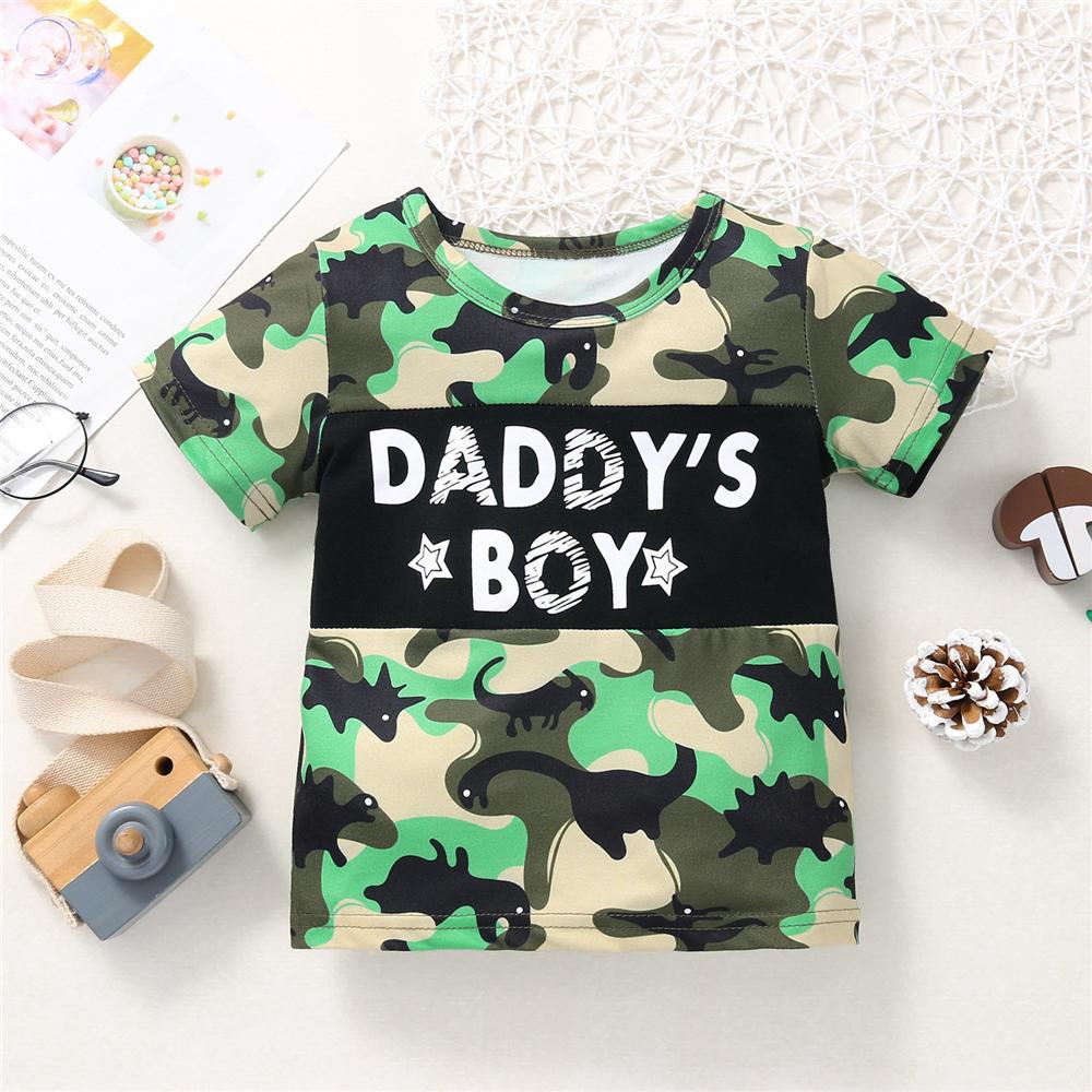 Boys Short Sleeve Letter Printed Animal Printed Top & Shorts wholesale childrens clothing