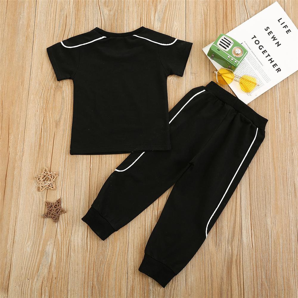Boys Short Sleeve Letter Printed Casual Top & Pants Summer Sport Suit Boys Clothes Wholesale