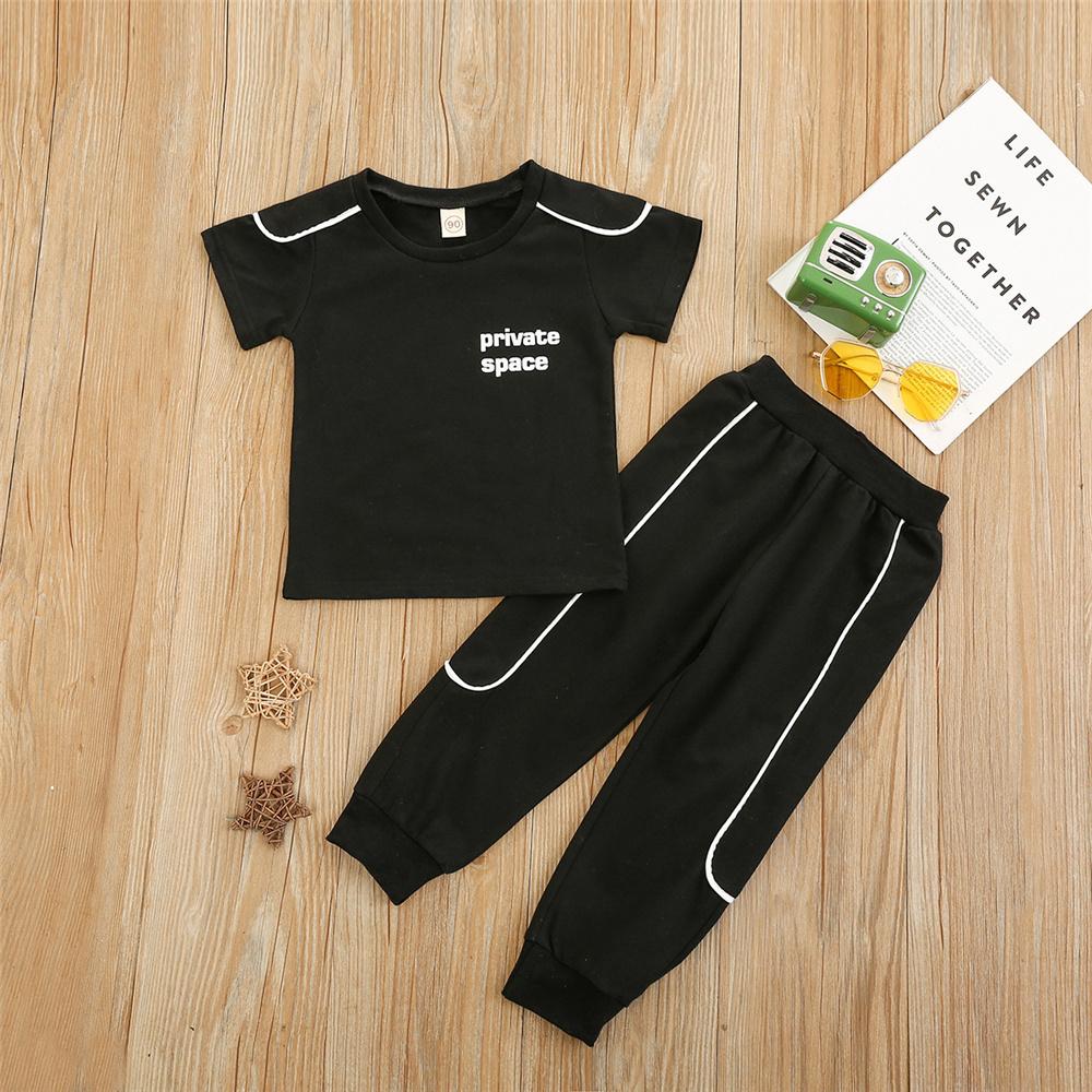 Boys Short Sleeve Letter Printed Casual Top & Pants Summer Sport Suit Boys Clothes Wholesale