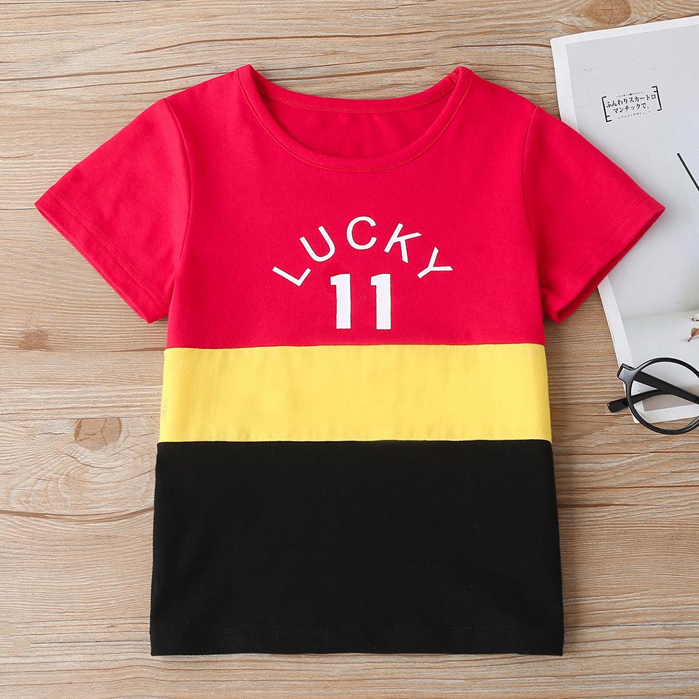 Boys Short Sleeve Letter Printed Color Contrast Top & Shorts Little Boys Wholesale Clothing