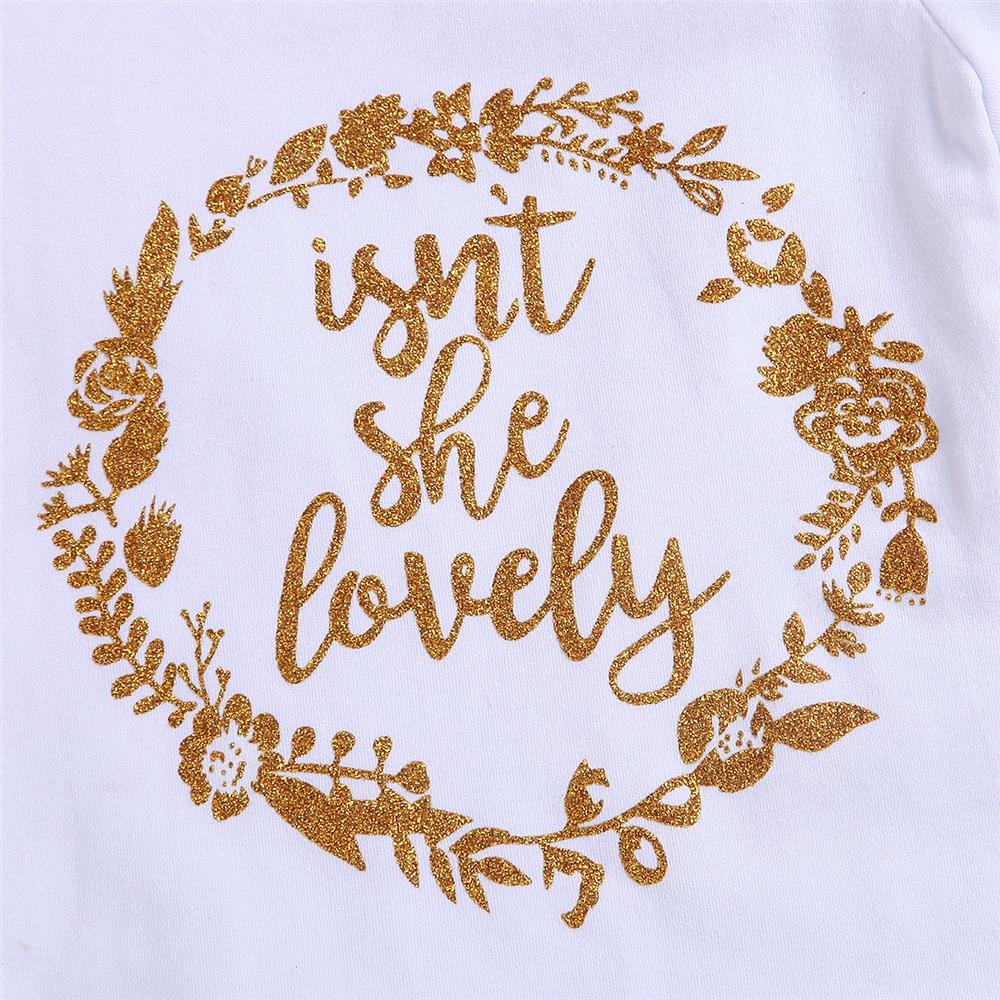 Baby Girls Short Sleeve Letter Printed Romper & Floral Pants & Headband baby clothes wholesale usa