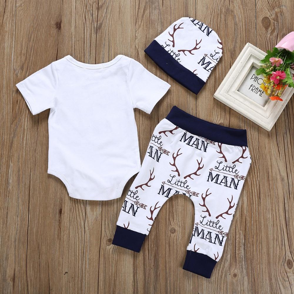 Baby Boys Short Sleeve Letter Printed Romper & Pants & Hat Wholesale Baby Clothes Usa