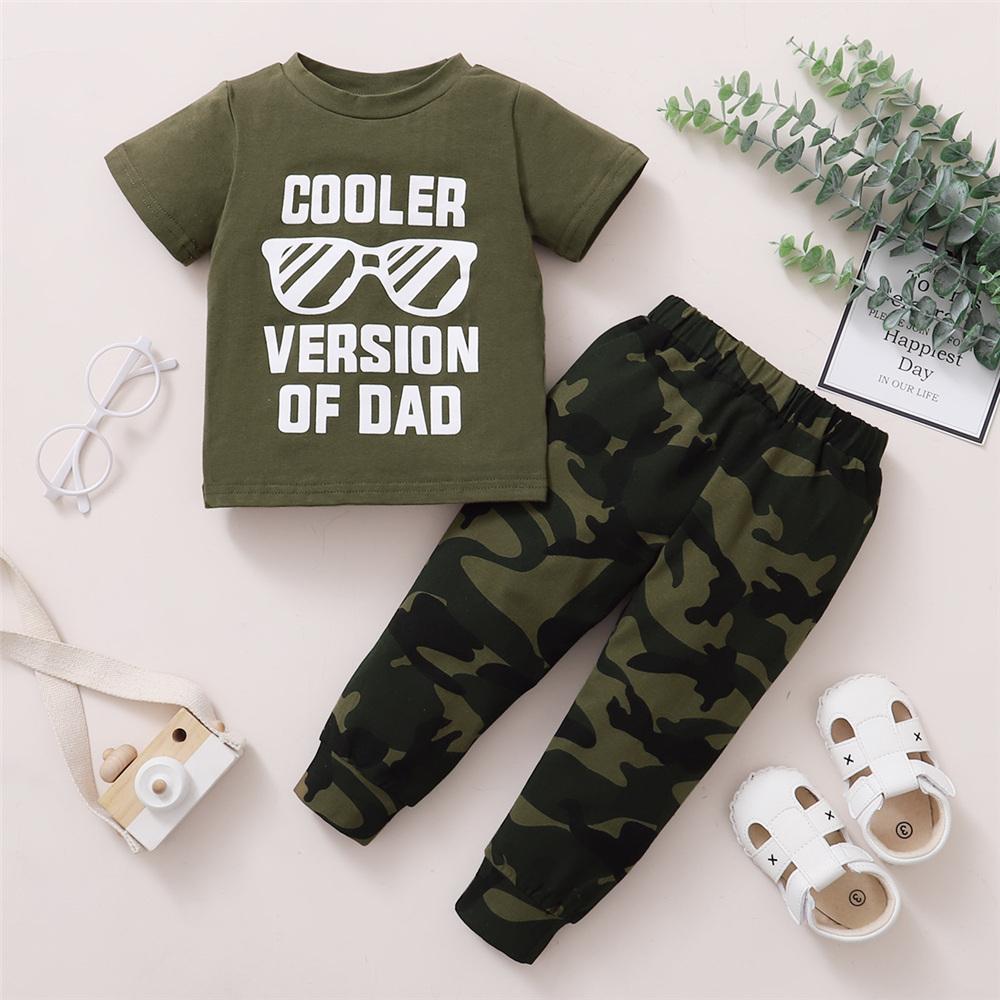 Boys Short Sleeve Letter Printed T-Shirts & Camouflage Pants wholesale boys clothing