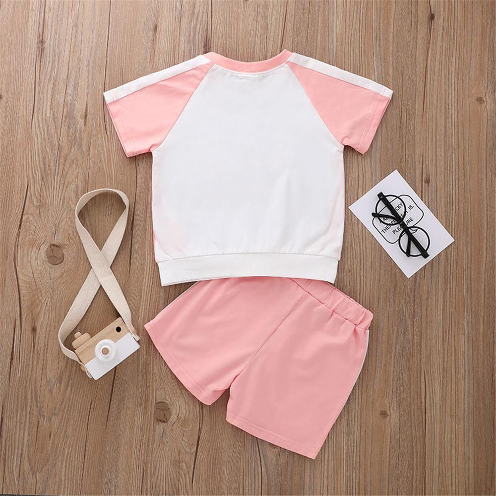 Girls Short Sleeve Letter Printed Top & Shorts kids clothing wholesale