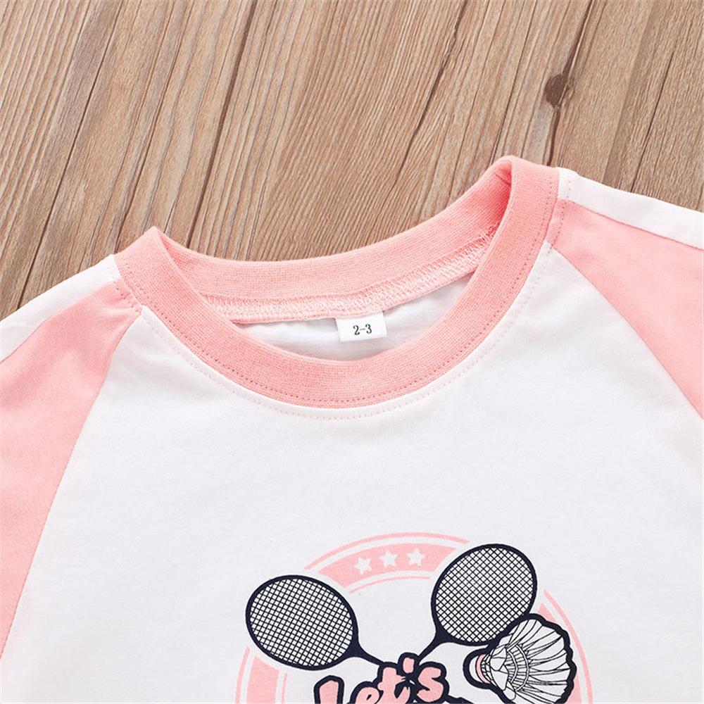 Girls Short Sleeve Letter Printed Top & Shorts kids clothing wholesale