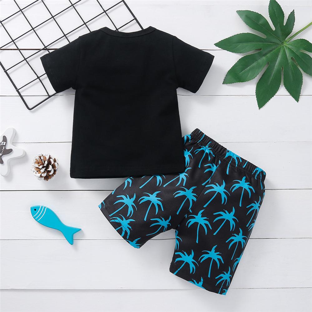 Boys Short Sleeve Letter Printed Top & Shorts trendy kids wholesale clothing