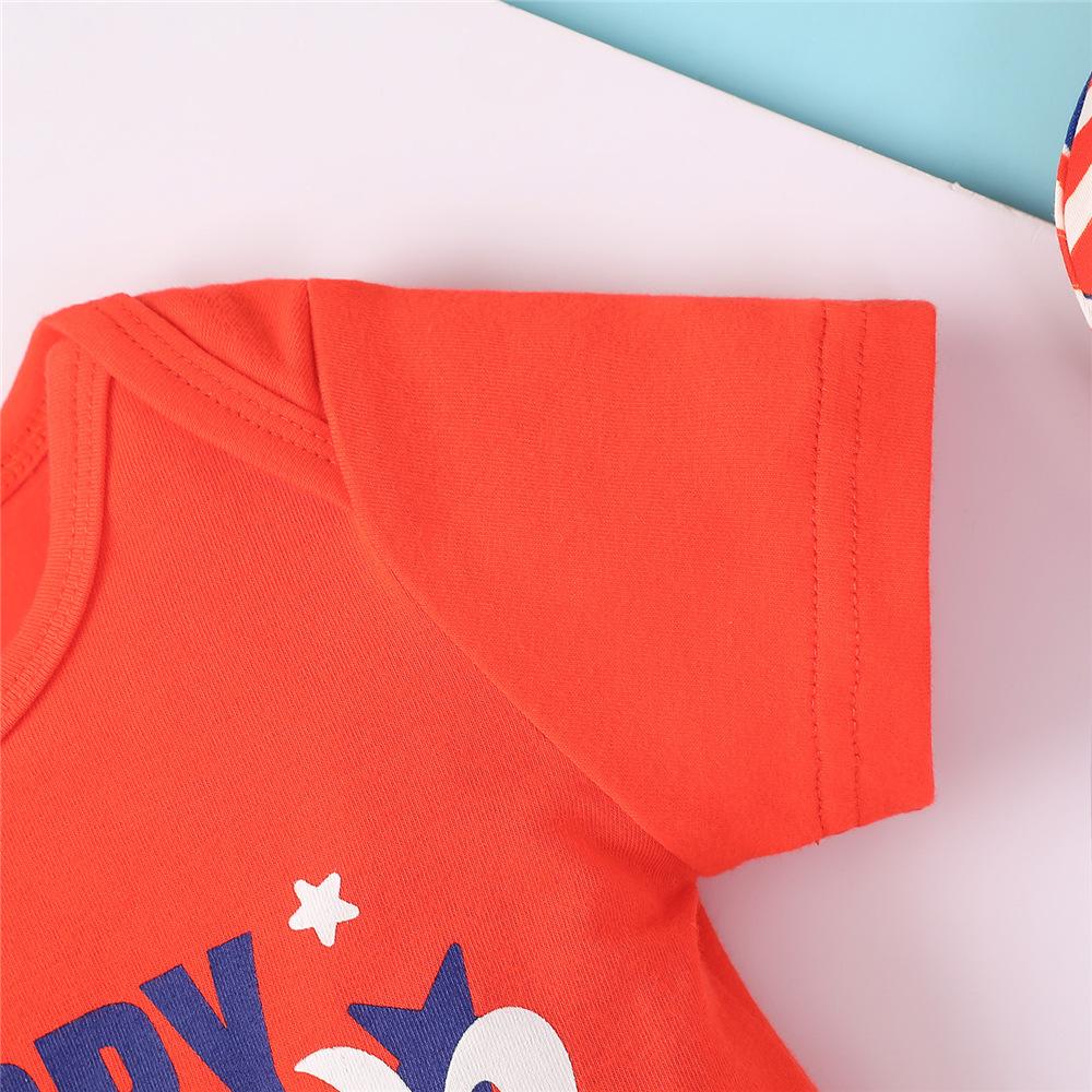 Baby Unisex Short Sleeve Letter Romper & Striped Star Pants & Hat baby clothing wholesale