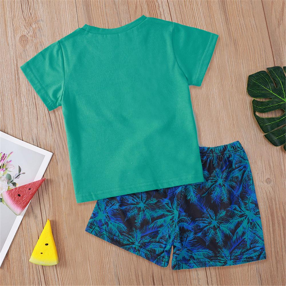 Boys Short Sleeve Letter Tree Printed Top & Shorts kids clothes wholesale