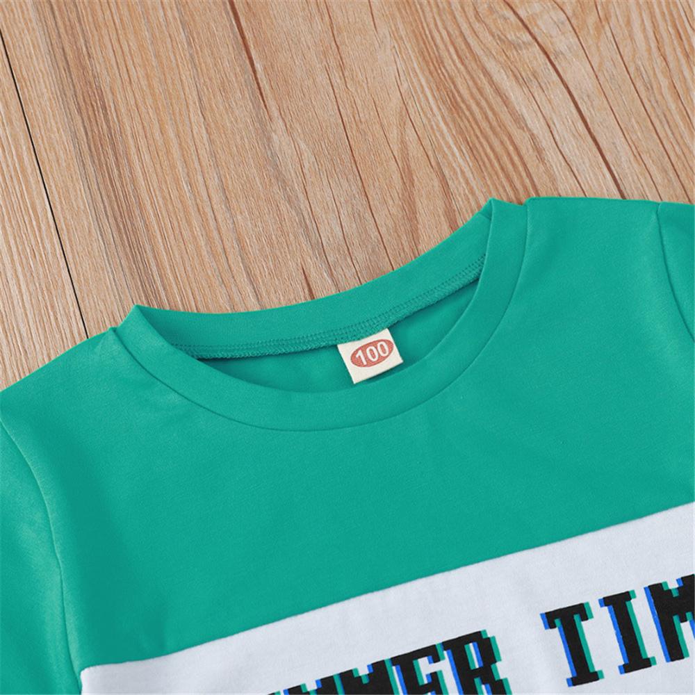 Boys Short Sleeve Letter Tree Printed Top & Shorts kids clothes wholesale