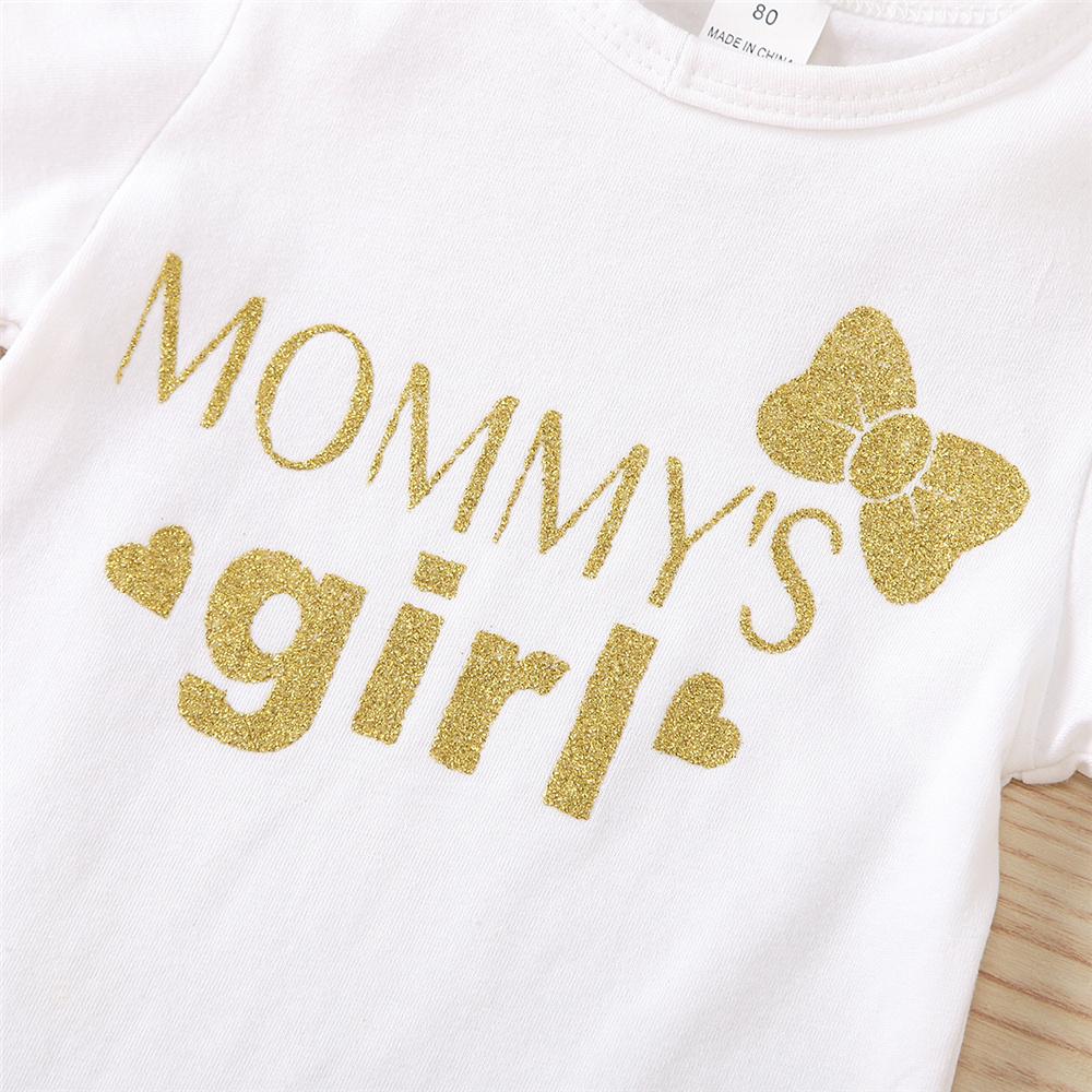 Baby Girls Short Sleeve Mommys Girl Printed Romper & Pettiskirts & Headband & Socks Baby Apparel Wholesale
