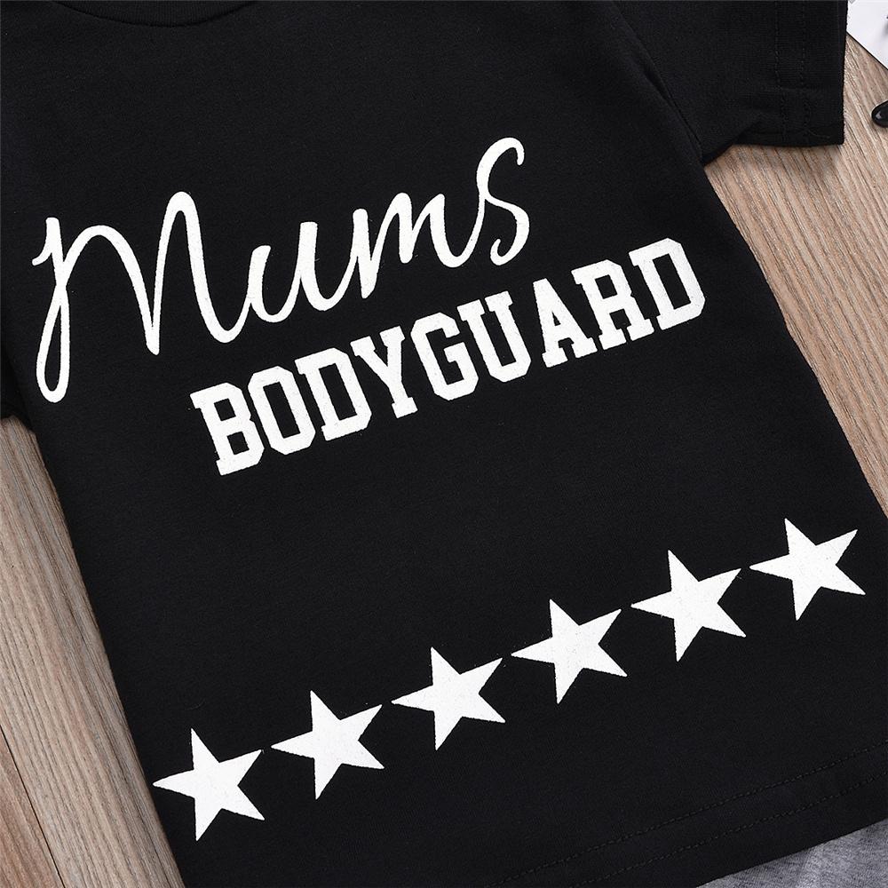 Boys Short Sleeve Mums Bodyguard Star Printed Top & Shorts Wholesale Boys Suits