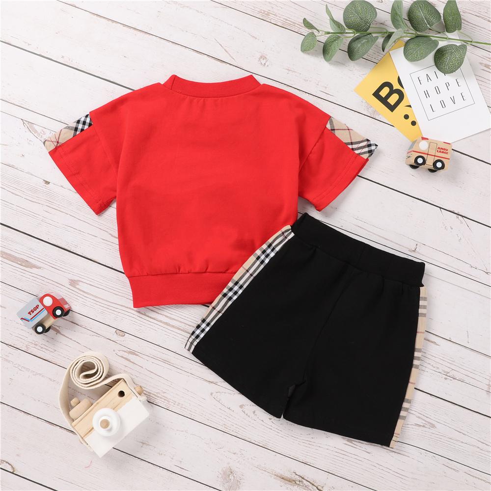 Girls Short Sleeve Plaid Printed Pocket Top & Shorts Wholesale Girl Clothing