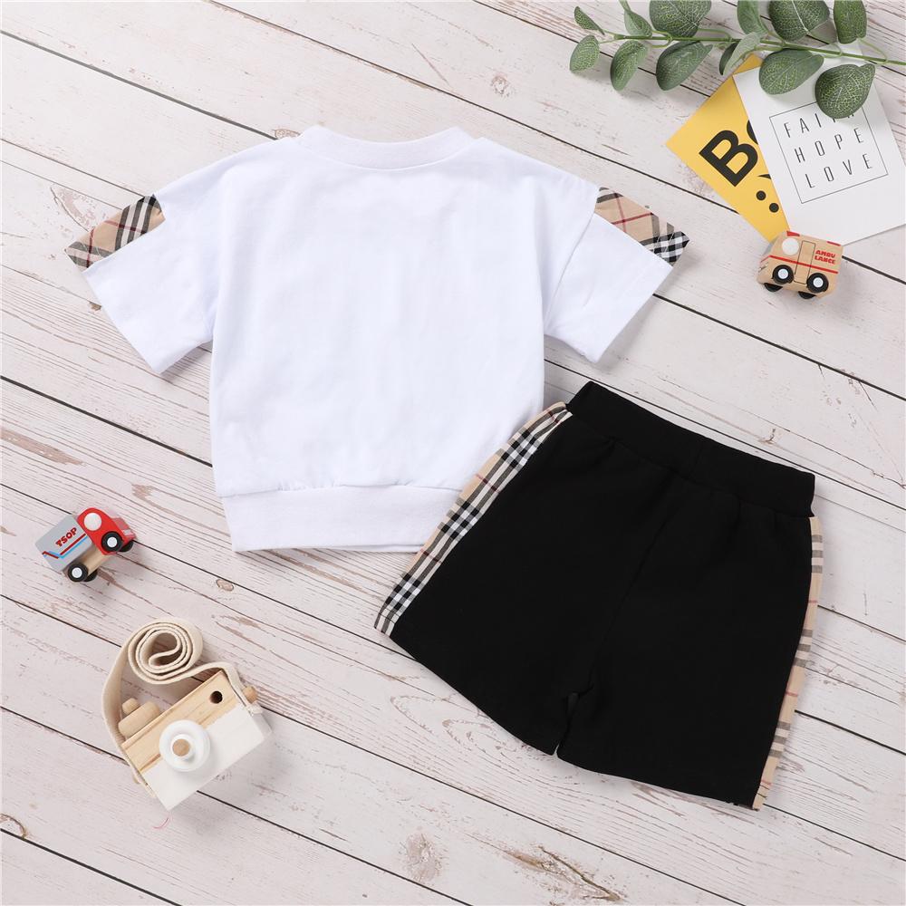 Girls Short Sleeve Plaid Printed Pocket Top & Shorts Wholesale Girl Clothing