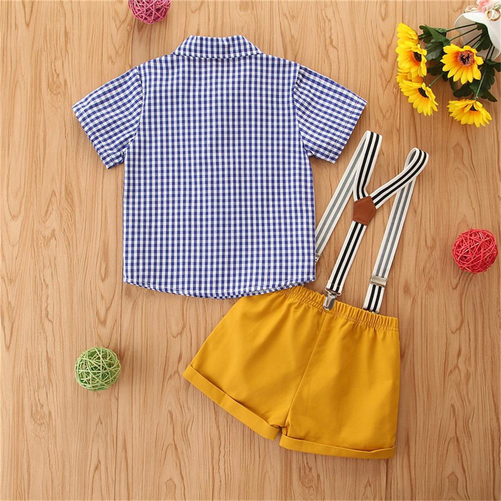 Boys Short Sleeve Plaid Shirts & Overalls Little Boys Wholesale Clothing