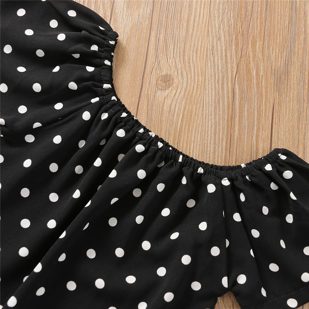 Girls Short Sleeve Polka Dot Top & Flared Pants trendy kids wholesale clothing