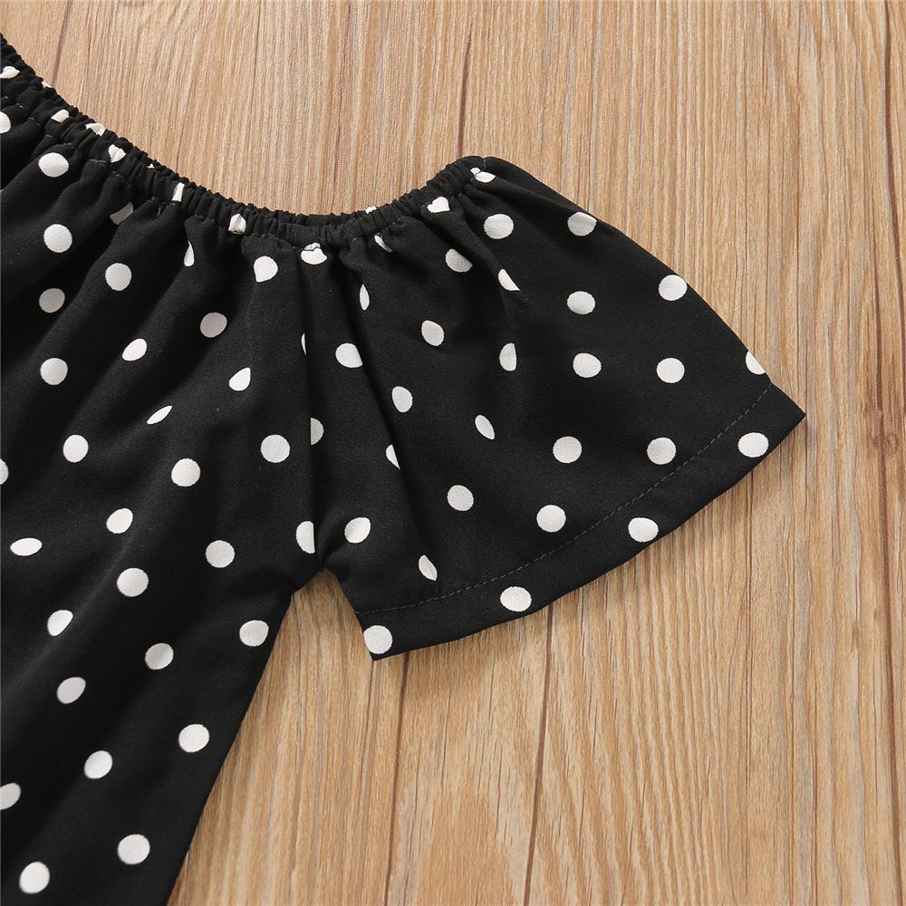 Girls Short Sleeve Polka Dot Top & Flared Pants trendy kids wholesale clothing