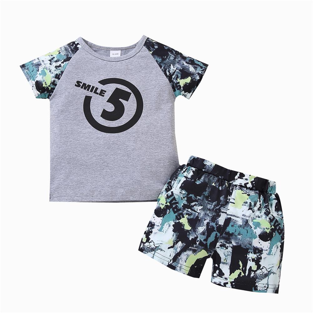 Boys Short Sleeve Printed T-shirt & Shorts wholesale childrens clothing distributors