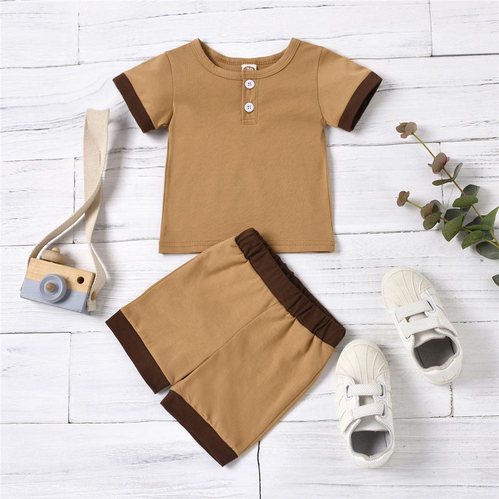 Baby Unisex Short Sleeve Pullover Color Block Top & Shorts Baby Clothes Vendors