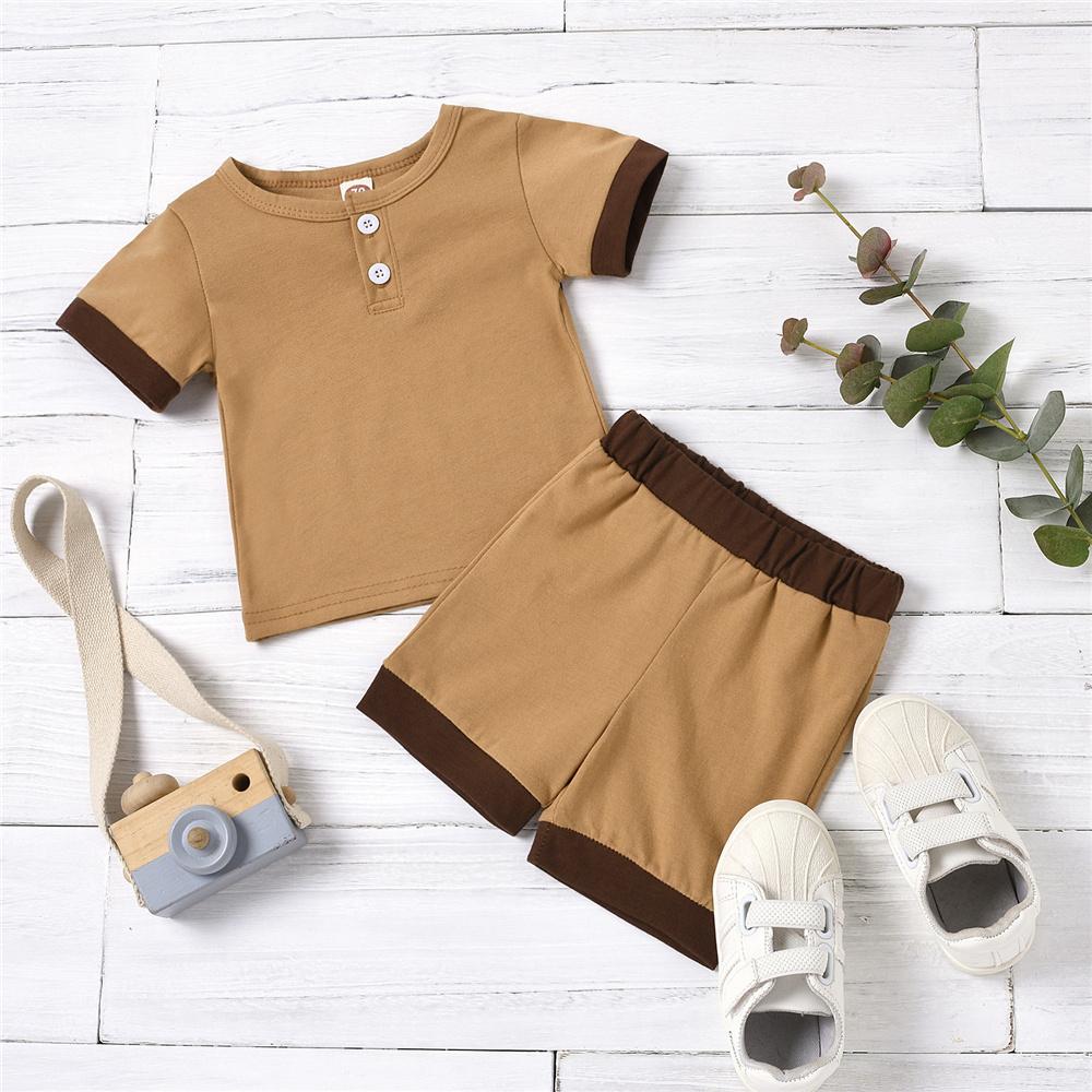 Baby Unisex Short Sleeve Pullover Color Block Top & Shorts Baby Clothes Vendors