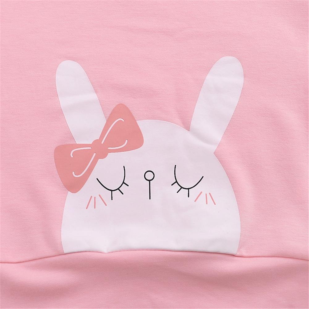 Girls Short Sleeve Rabbit Printed T-shirt & Shorts wholesale kids clothing