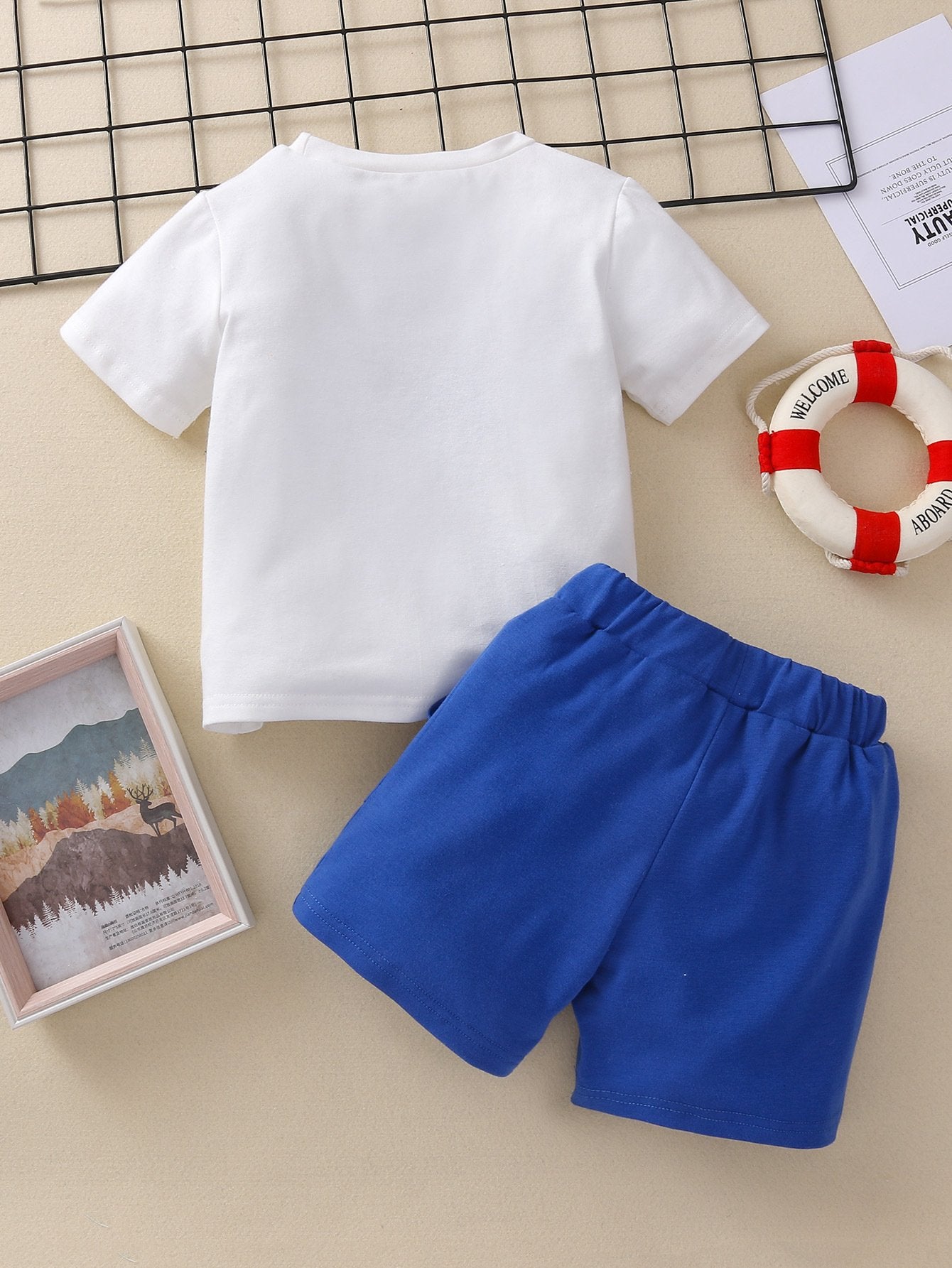 Boys Short Sleeve Shark Printed T-shrit & Shorts wholesale kids clothing