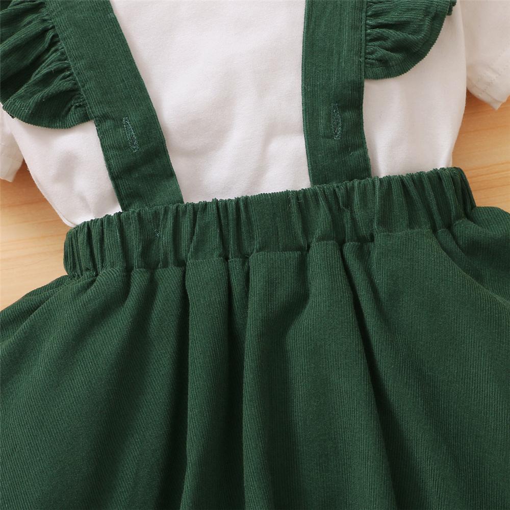 Girls Short Sleeve Solid Top & Suspender Dress children wholesale clothing