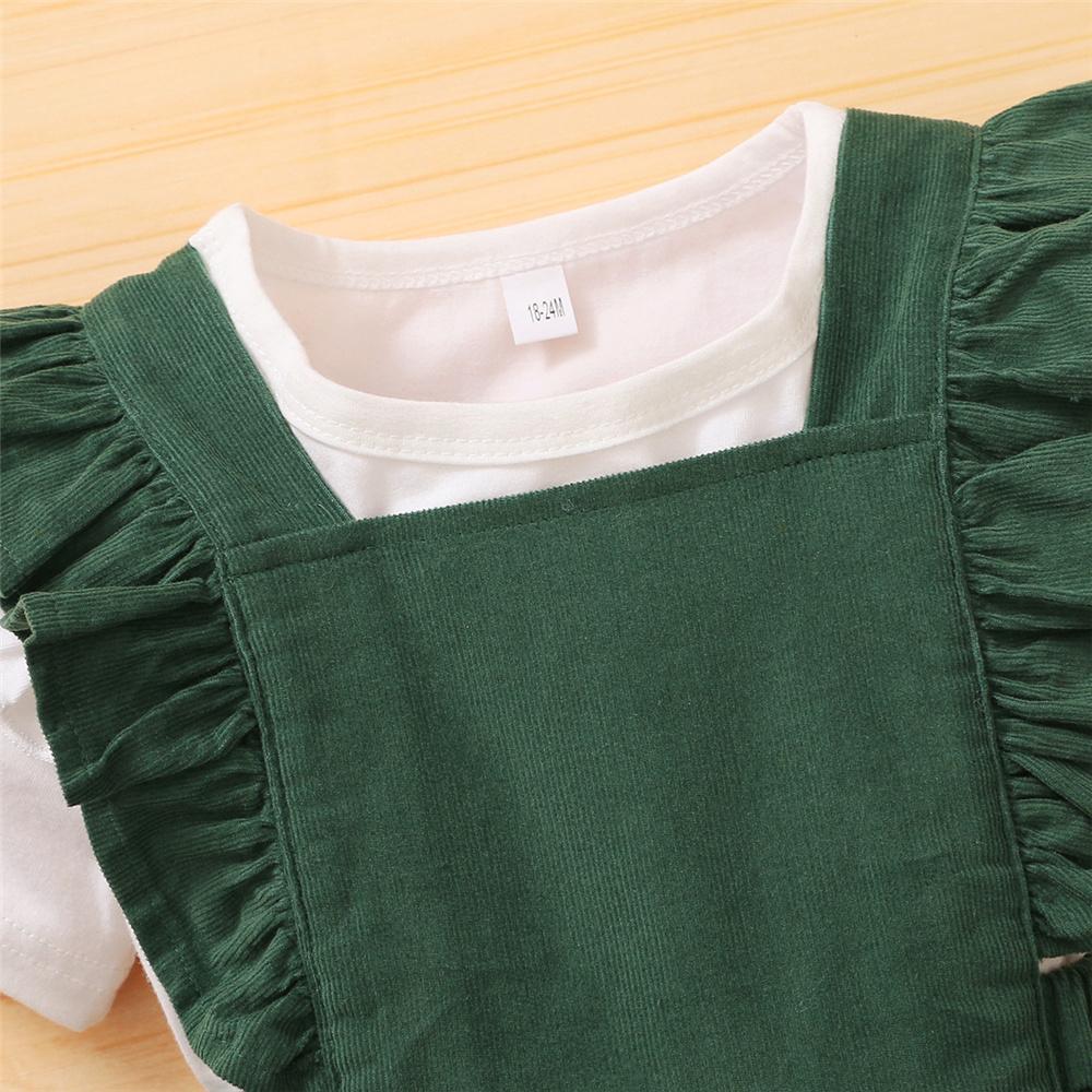 Girls Short Sleeve Solid Top & Suspender Dress children wholesale clothing