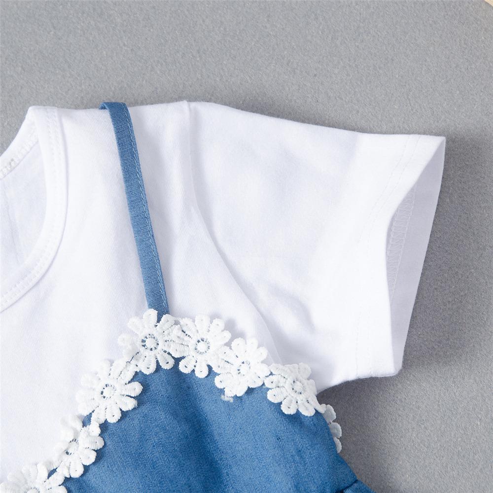 Girls Short Sleeve Splicing Princess Dress wholesale toddler clothing