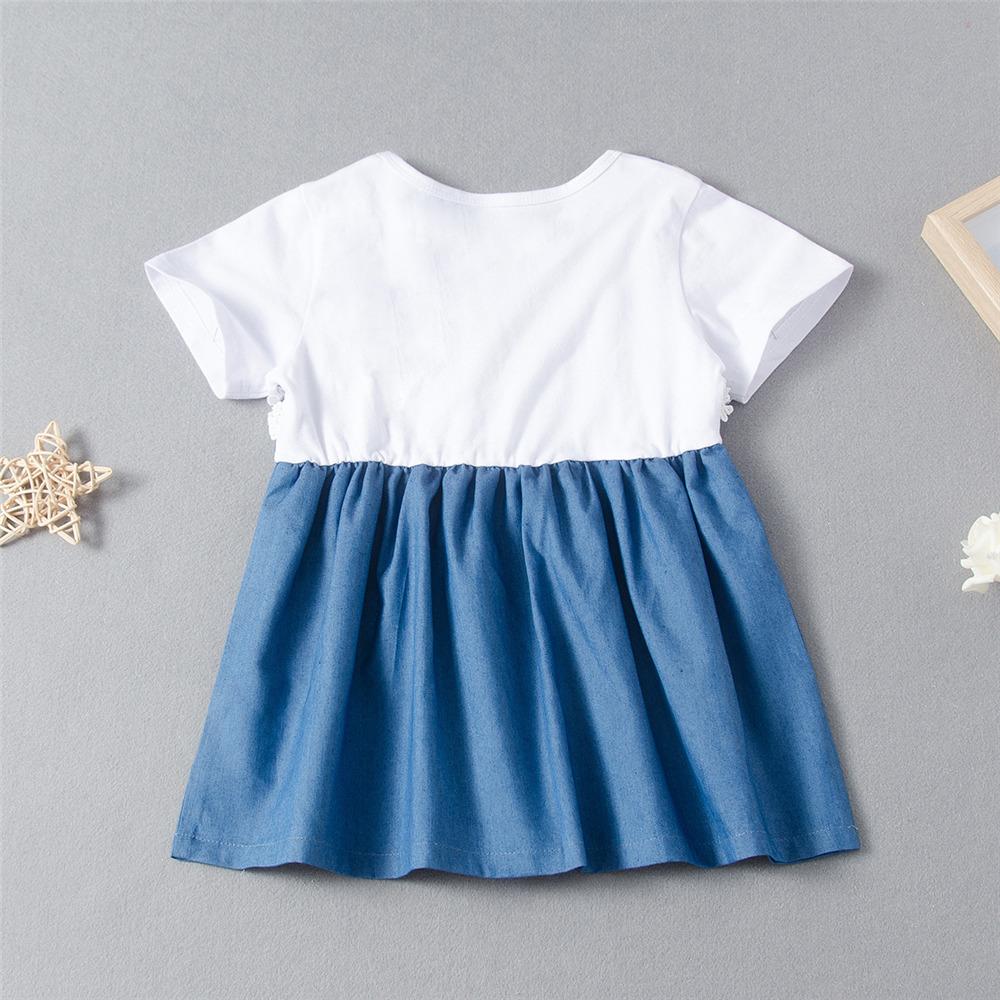 Girls Short Sleeve Splicing Princess Dress wholesale toddler clothing