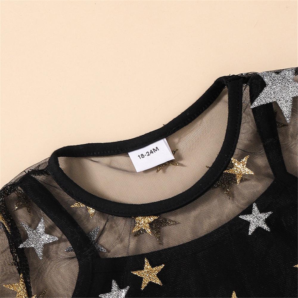 Girls Short Sleeve Star Mesh Top& Ripped Jeans kids clothes wholesale