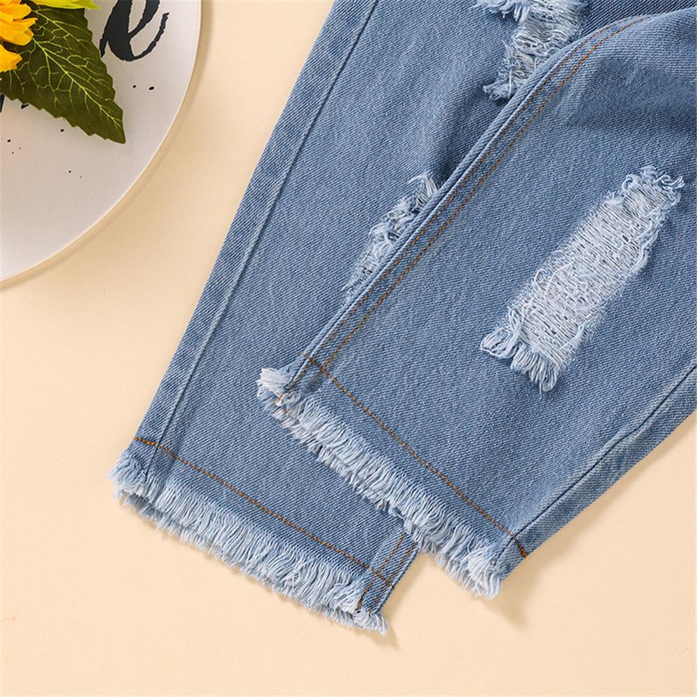 Girls Short Sleeve Star Mesh Top& Ripped Jeans kids clothes wholesale