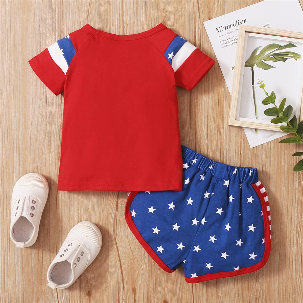 Baby Girls Short Sleeve Star Striped Top & Shorts baby clothing wholesale suppliers