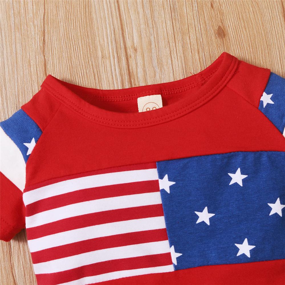 Baby Girls Short Sleeve Star Striped Top & Shorts baby clothing wholesale suppliers