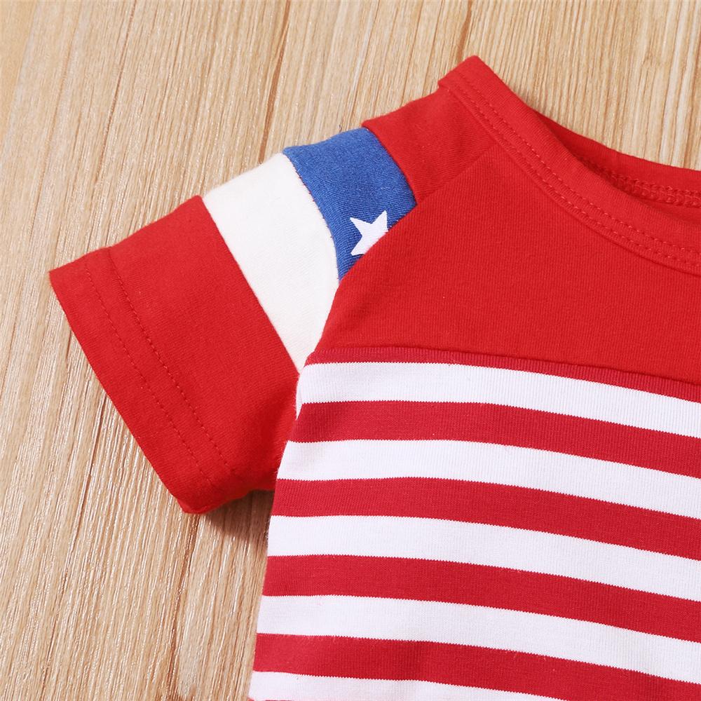 Baby Girls Short Sleeve Star Striped Top & Shorts baby clothing wholesale suppliers