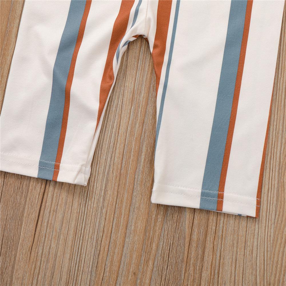 Baby Unisex Short Sleeve Striped Button Jumpsuit bulk baby clothes