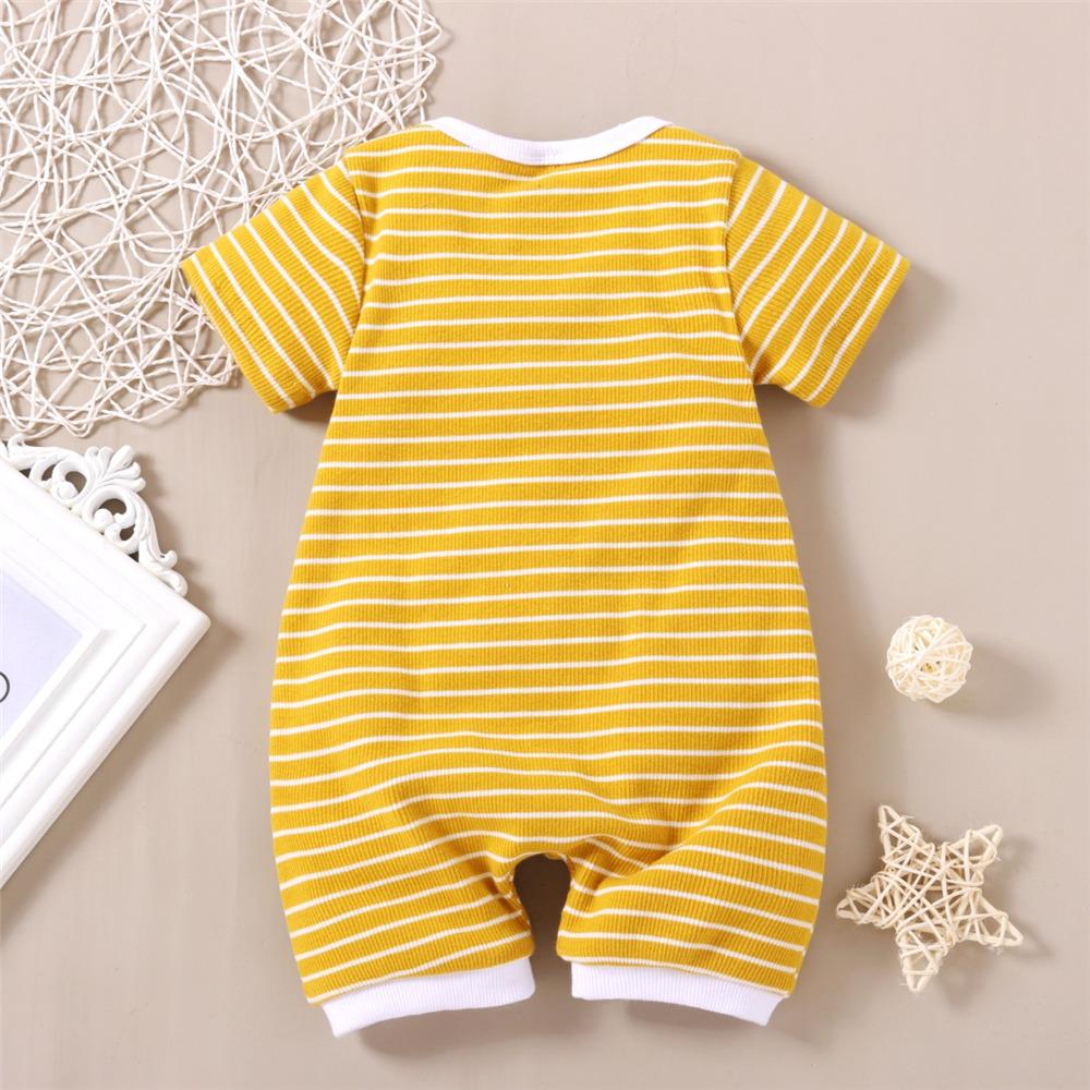 Baby Unisex Short Sleeve Striped Cardigan Romper Baby Clothes Suppliers